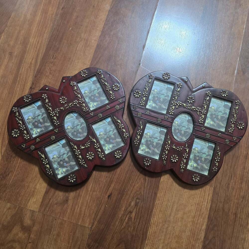 Set of Vtg Like Brown Butterfly Shape Plastic 5 Mini Multi-Photo Collage Frames